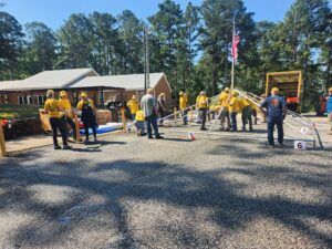 Stories 3 Alabama Baptist Disaster Relief volunteers set up the mass feeding unit at Camp ASCCA